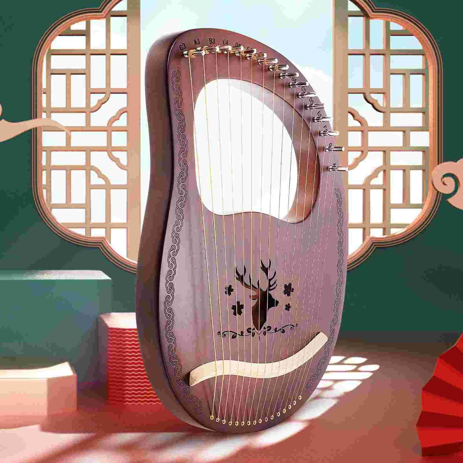Lyre Harp 1 Set Kinder Retro 16-Ton Leier Harfe Holz Leier Harfe String Instrument Musik Instrumente