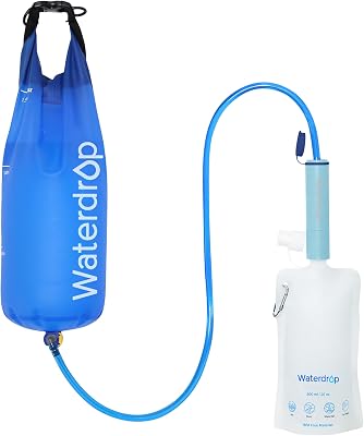 Waterdrop Wasserfilter Outdoor – Entfernt 99,99% aller Bakterien, Wasserfilter Outdoor Survival Wasserfilter Camping Filtersystem mit Gravity – Wasserbeutel für Notfälle, Wandern, Reisen