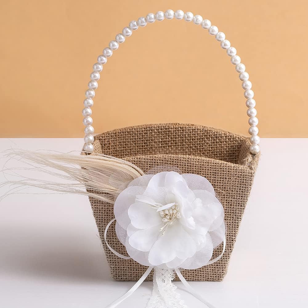 IMIKEYA Wicker Rattan Flower Girl Basket,Wedding Baskets