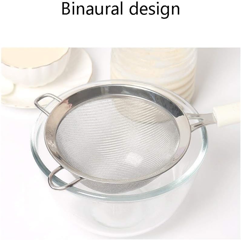 Premium Stainless Steel Fine Mesh Strainers with Sturdy Handle and Wider Hook for Kitchen Cooking Food Preparation Fine mesh Strainer Frying Filter Spoon Oil ski (B)