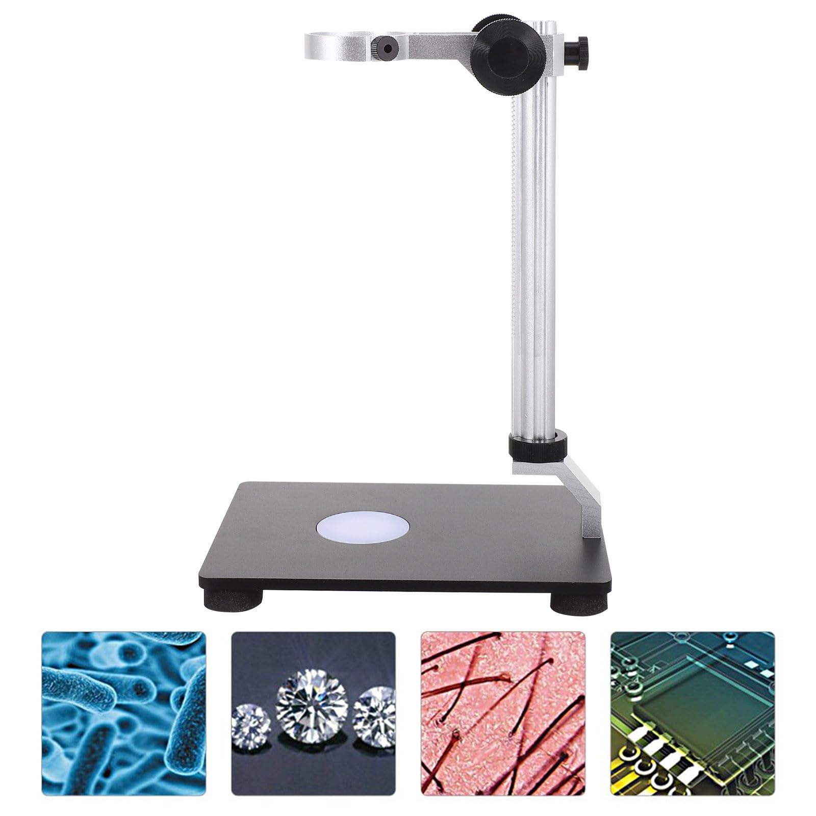 Supporto con Luminosa Regolabile per Microscopio in Nero Resistente Agli Urti per Fotocamera Industriale Tavolo