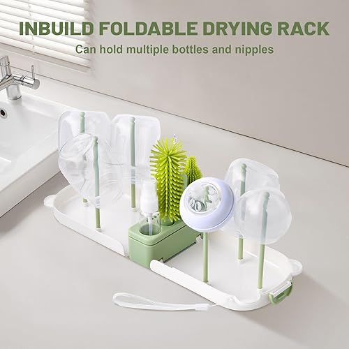 Miniatura 7 de Juego de cepillos limpiadores de biberones para bebés, juego de cepillos limpiadores de botellas, kit portátil de limpieza de botellas, cepillo de