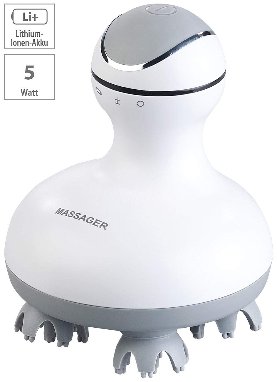newgen medicals Massage-Gerätee: Deluxe-3D-Kopf- & Körper-Massagegerät mit Akku-Betrieb & Ladestation (Kopfhautmassagegerät, Massagegeraet Entspannung, Kopfhaut elektrisch)