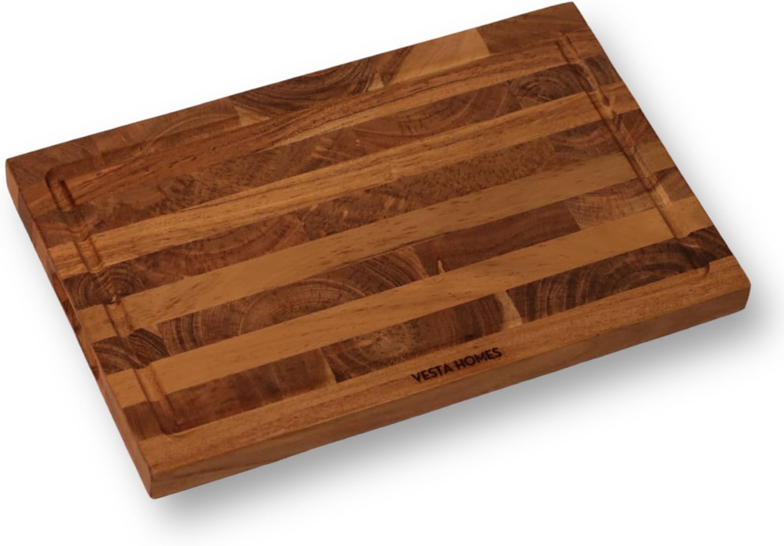 Vesta Homes Wooden End Grain Cutting Board | 15 * 10 Inches | Chopping, Serving Board/Block for Vegetables, Fruits, Cheese and Charcuterie | Natural Acacia Wood | Handcrafted in India