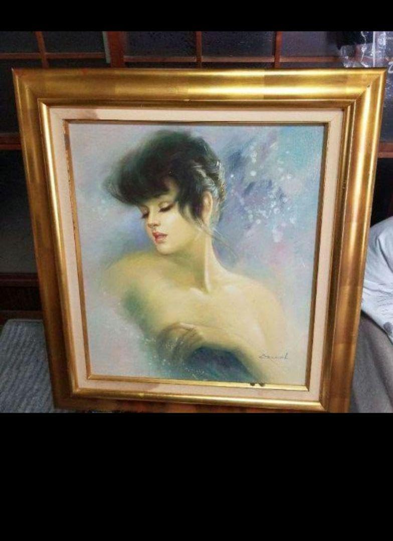 油彩画 油絵 真作 盧桄 油彩 婦人油絵です