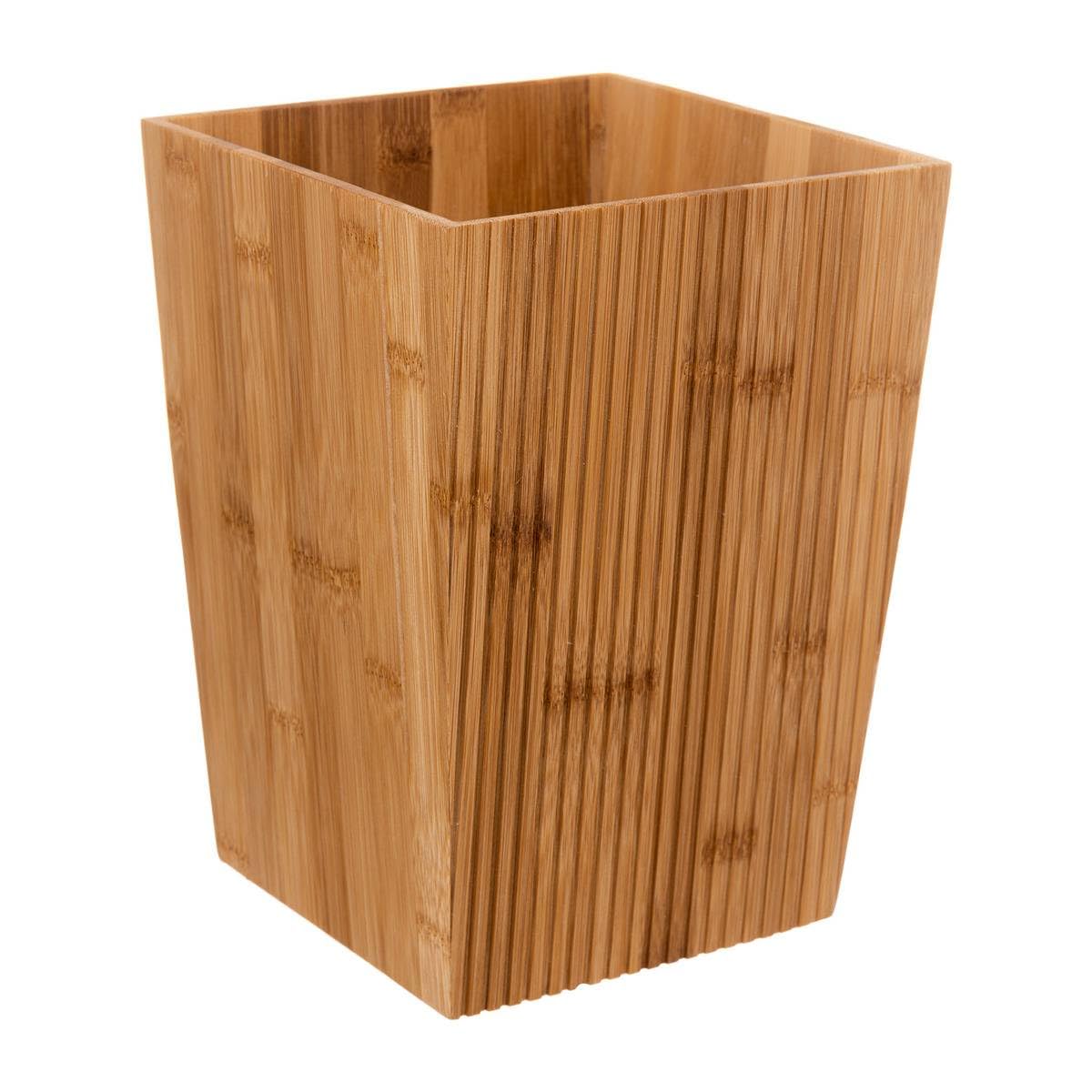 5five 6 Litre Bamboo Bathroom Bin with Lid - Wooden Design Toilet Bin