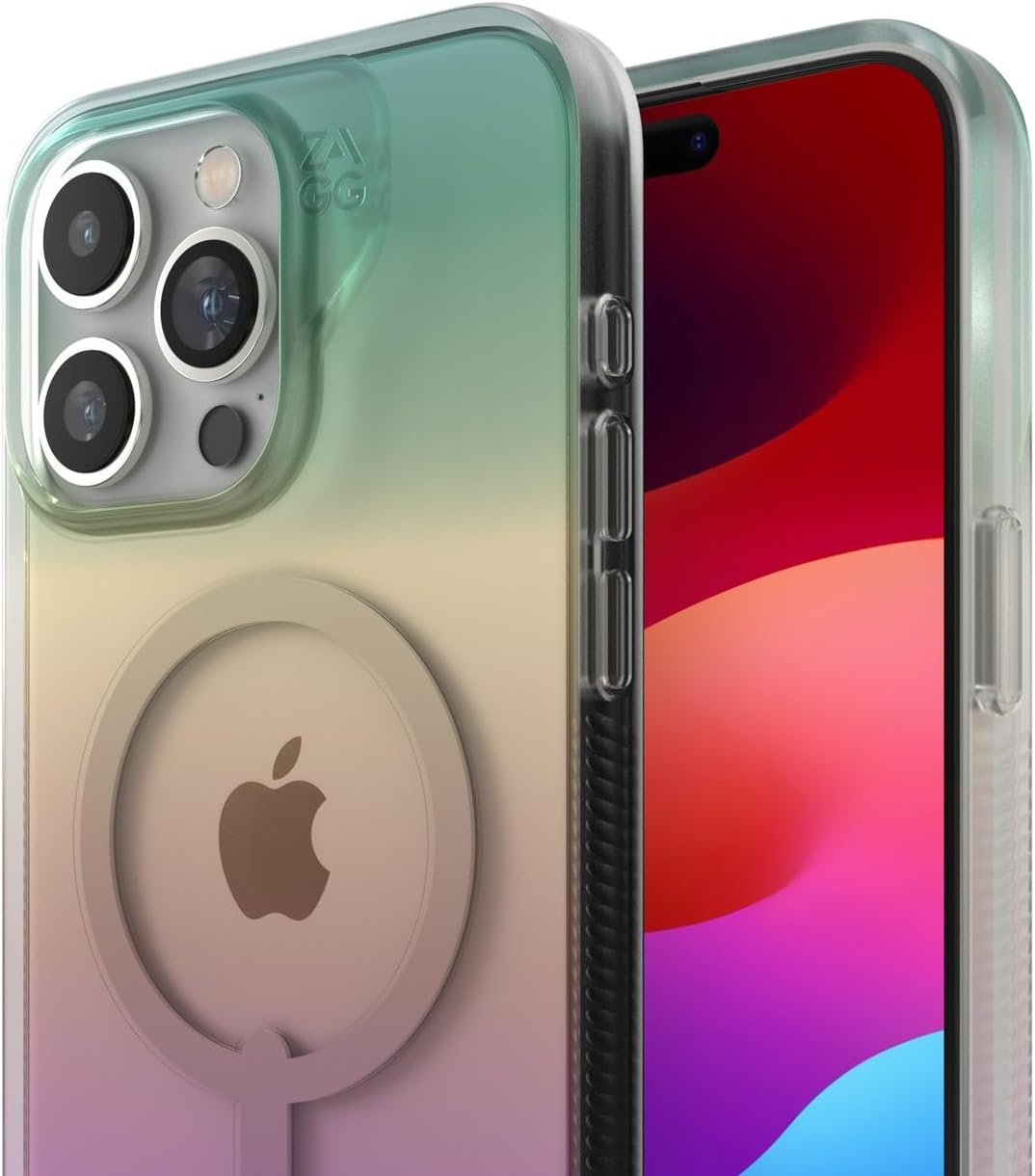 ZAGG Milan Snap iPhone 15 Case - MagSafe Phone Case with Drop Protection (13ft/4m), Durable Graphene, Anti-Yellowing & Scratch-Resistant, Wireless Charging MagSafe Case, Iridescent