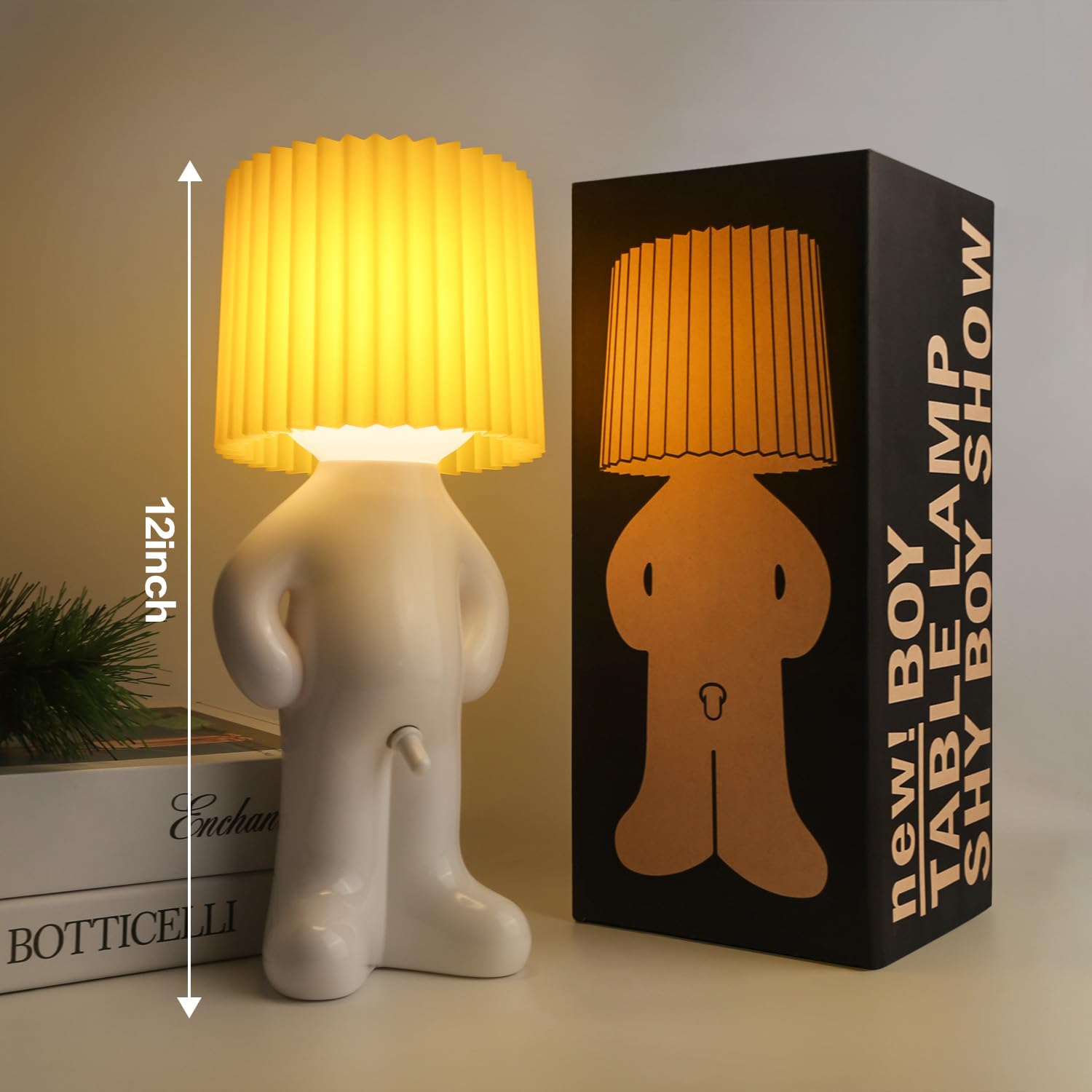 Dotlite White Elephant Gifts Table Lamp, Rechargeable Funny Shy