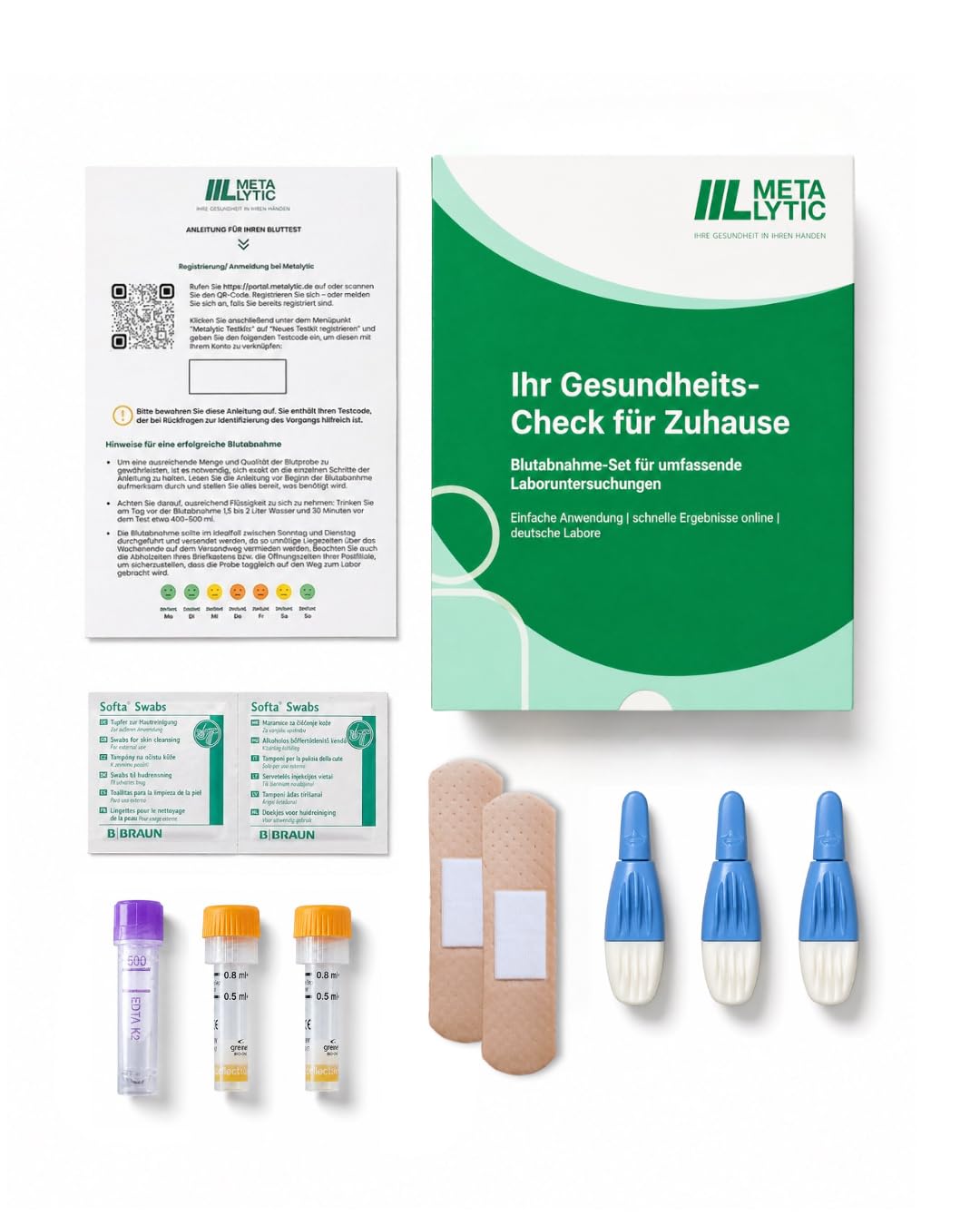Cholesterin & Herzgesundheit Test | Gesamtcholesterin, LDL, HDL, Triglyzeride & HbA1c | Langzeitblutzucker messen | vollwertiger Labortest
