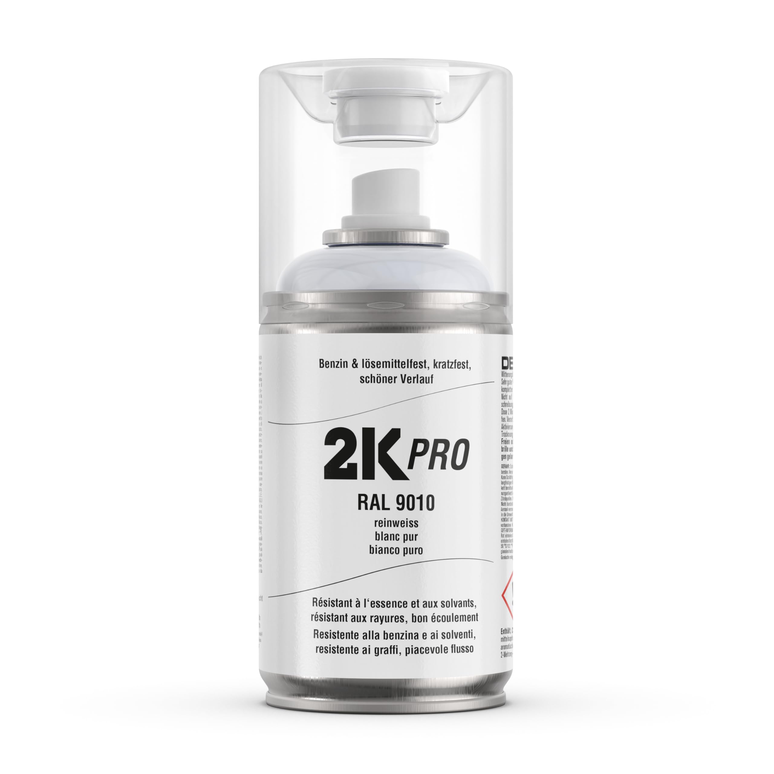 2K PRO 2K Spraydose 250ml - 2 Komponenten Sprühlack, Schnelltrocknender Spritzlack, UV-Beständig, Stoss- und Kratzfest | Weiss Matt