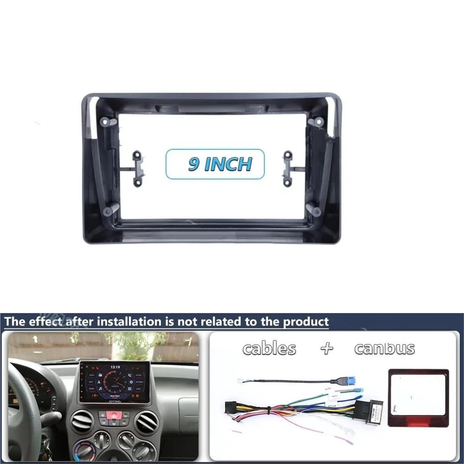 Kit Mascherina Adattatore Radio Telaio 9 Pollici Radio Multimedia Pannello Auto Fascia Supporto Scheda Adattatore Decoder Cavo Canbus GPS per Fiat per Panda 2003-2012(C)