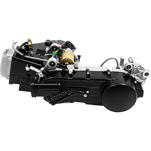 4-Stroke Scooter Engine Motor, 150cc 6kw Single Cylinder Full Engine Kit Air Cooled Long Box Gas Motor Electric Motorcycle Engines Equipment w/Carburetor for Long Case Engine Size Scooters