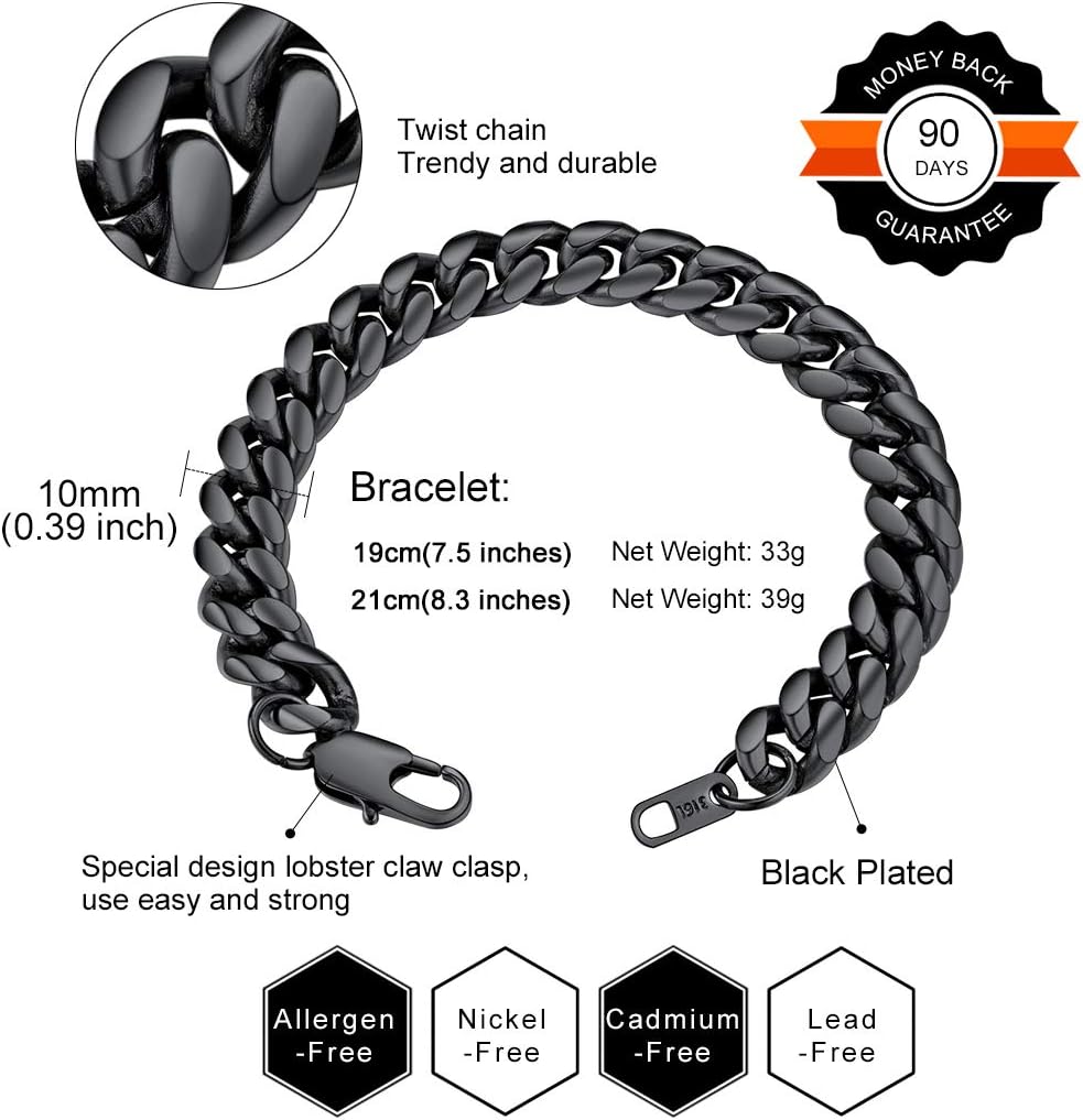 GOLDCHIC JEWELRY Chain Bracelet for Men Women Stainless Steel Miami Curb Bracelets, 6mm, 10mm, 14mm Chunky Cuban Link Bracelets Hip Hop Jewelry for Rapper - Image 7