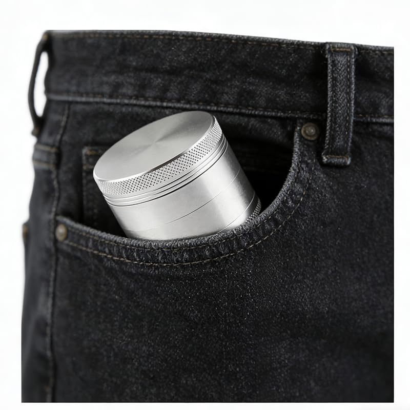 2.5-Inch Zinc Alloy Spice Grinder, Compact Portable Design with Storage Compartment, Essential Kitchen Tool - silvery — view 5