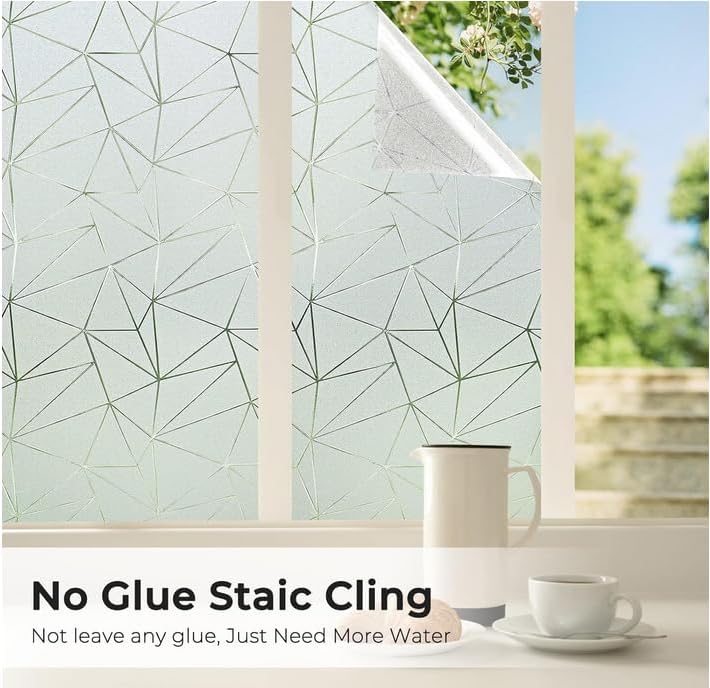 Miniatura 5 de Coavas Película de privacidad para ventana, vidrio esmerilado para ventana, para baño, esmerilado estático, decorativo, bloqueo UV, control de