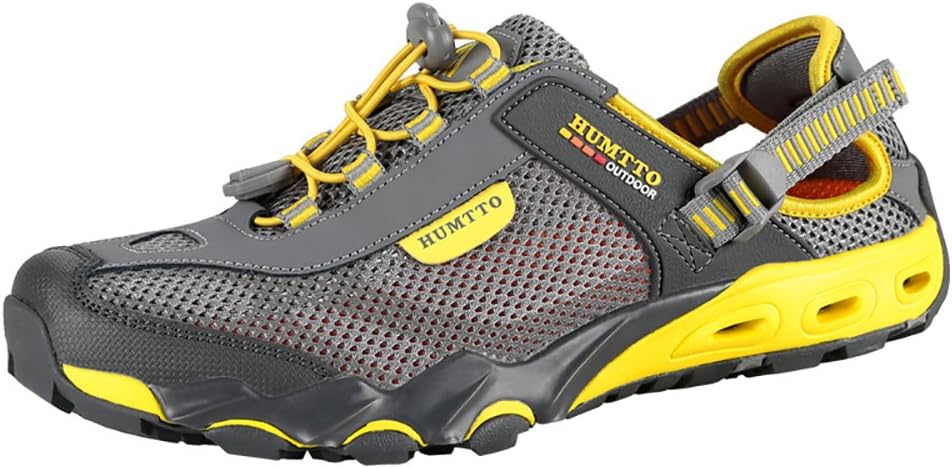 HUMTTO Men's Athletic Outdoor Sandals - Sport Non-Slip Hiking Sandals Closed Toe Trail Walking Water Shoes 6.5 Grey 1605