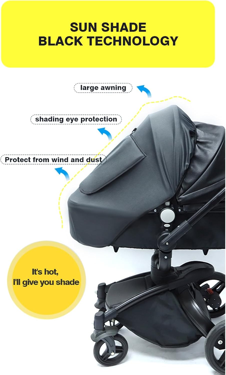 Baby Stroller Cover Sun Protective Canopy Toddler Pushchair Pram Windproof Sunshade Cover Waterproof Awning