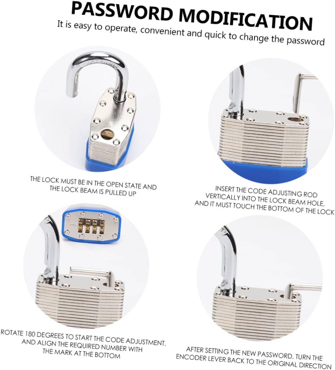 Homoyoyo Portable TSA Luggage Lock Padlock Blue Door Lock for Travel Password Suitcase
