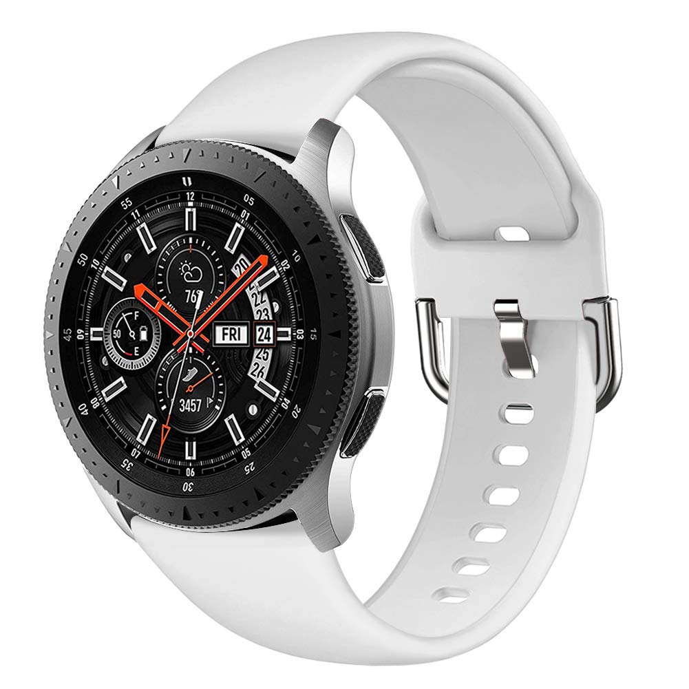 GHIJKL Compatible Samsung Galaxy Watch 46mm Bands, Gear S3 Frontier/Classic Band, Soft Silicone Breathable Replacement Sport Strap Wristband for Galaxy Watch 46mm/Gear S3, Women Men, Large Small