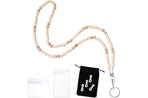 Teacher Lanyards with 2 ID Badges Holders for Women Wooden Beaded Lanyards