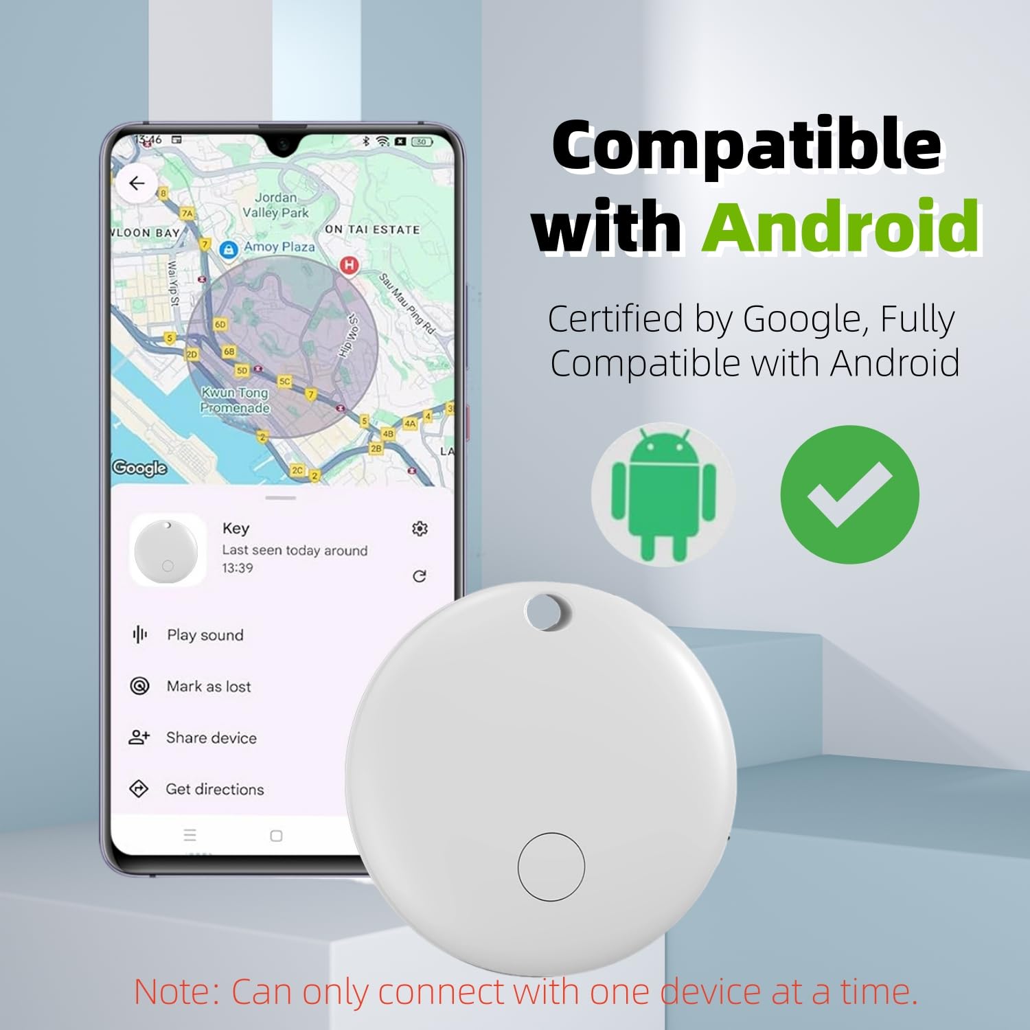 Android Smart Tracker Tag, Localizzatore Bluetooth Compatibile con Andriod, Air Tracker Tag Con Due Protezioni in Silicone Tracker per Chiavi, Bagagli, Borse, Zaini, Impermeabile