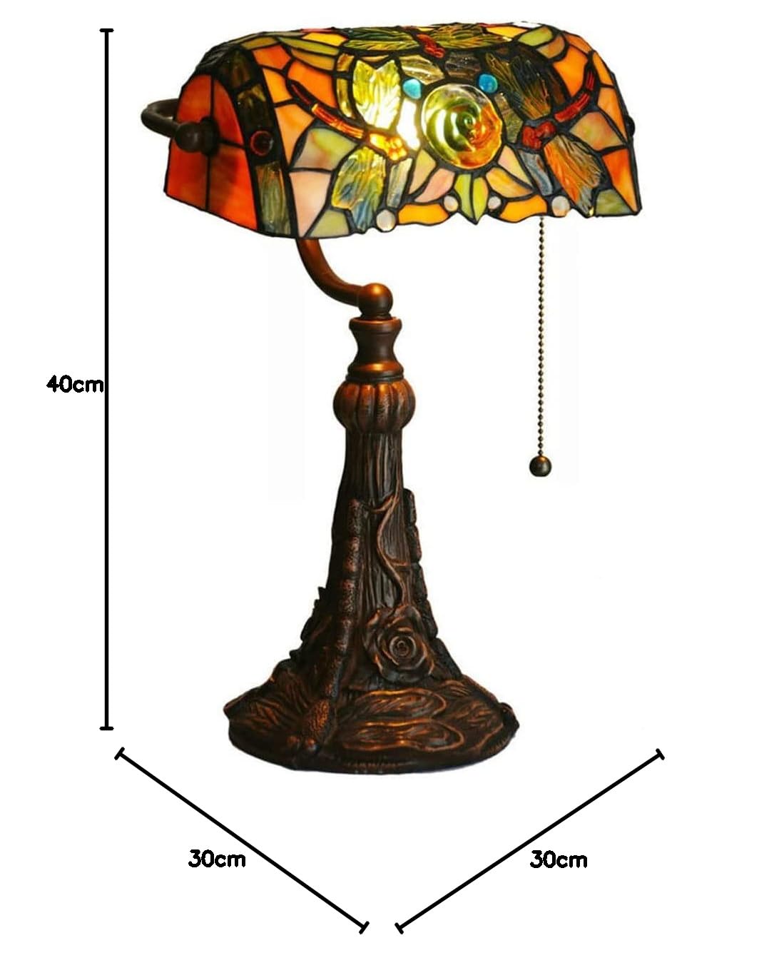 Tiffany Schreibtischlampe Retro Bankerlampe Klavierleuchte Klavierlampe Tischlampe Bunte Glas Schlafzimmer Nachttischlampe (Dragonfly)