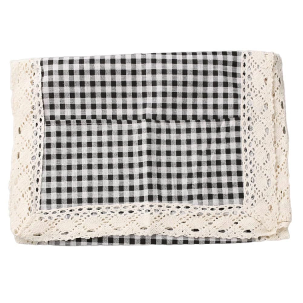 GORGECRAFT 100×35CM Microwave Oven Top Dust Oil Proof Cover with Storage Pocket Cotton Linen Machine Protector Decorative Kitchen Appliance Cover for Home Appliance Dust Control (Black Tartan)