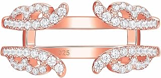 Ring Enhancer for Engagement Rings Vintage Guard Wrap Wedding Band for Women 925 Sterling Silver Cubic Zirconia Cz Size 5-10