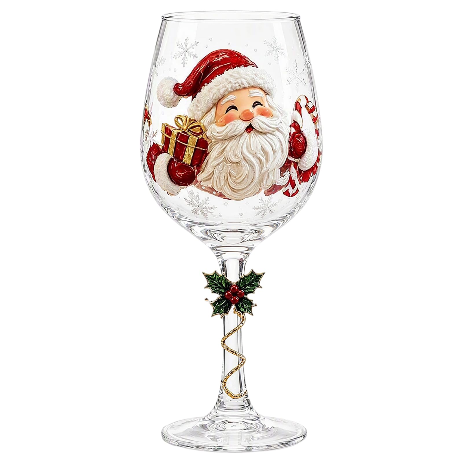 Christmas 3D Wine Glass Collection Gift Box Set, Xmas Stemmed Wine Glass