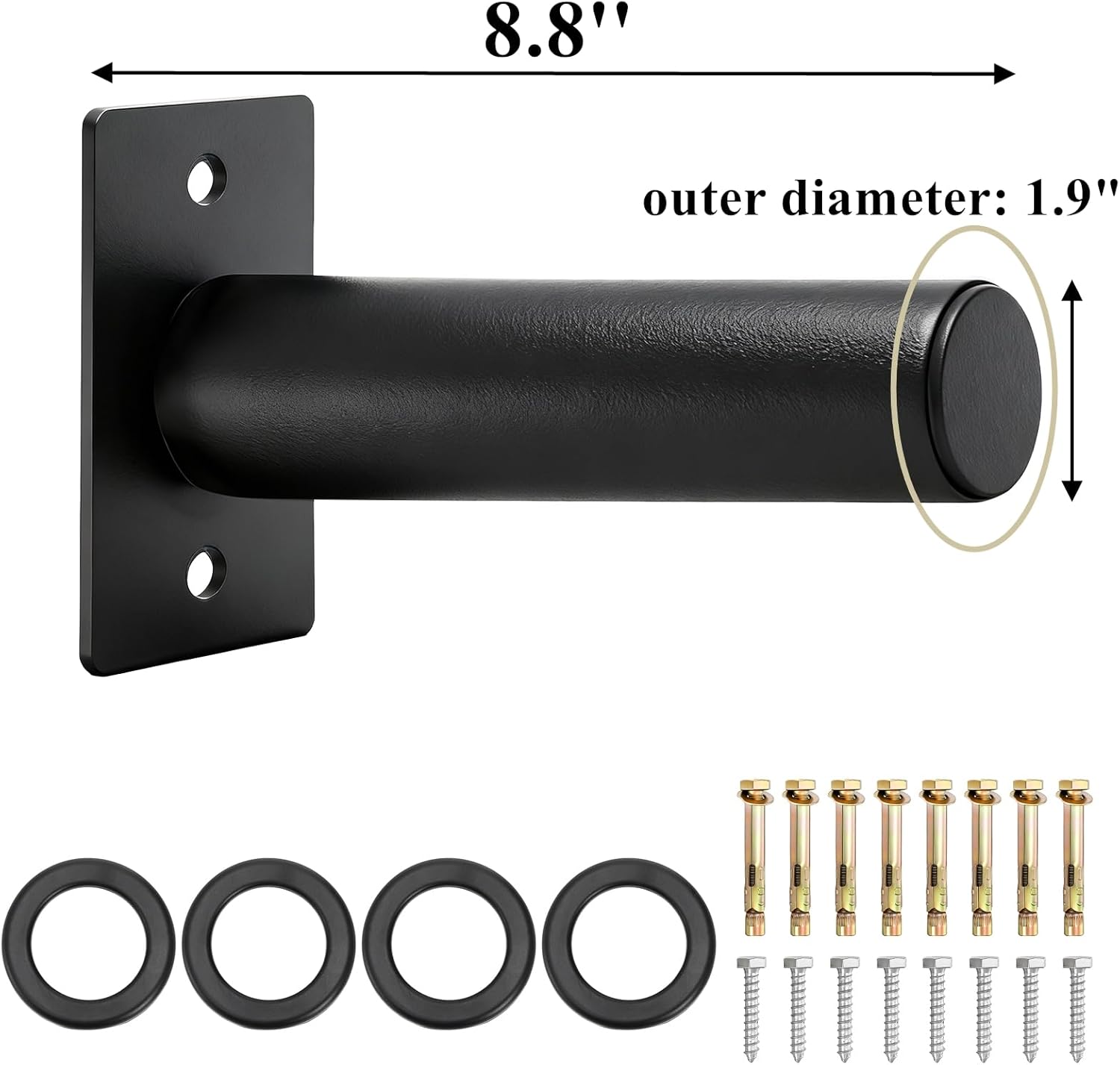 Tebery 4 Pack Wall Mount Weight Plate Holder, 220 LB Capacity Weight Plates Rack for Home Gym, Heavy Duty Barbell Plates Storage Hanger, Space Saving Plate Organizer for Garage