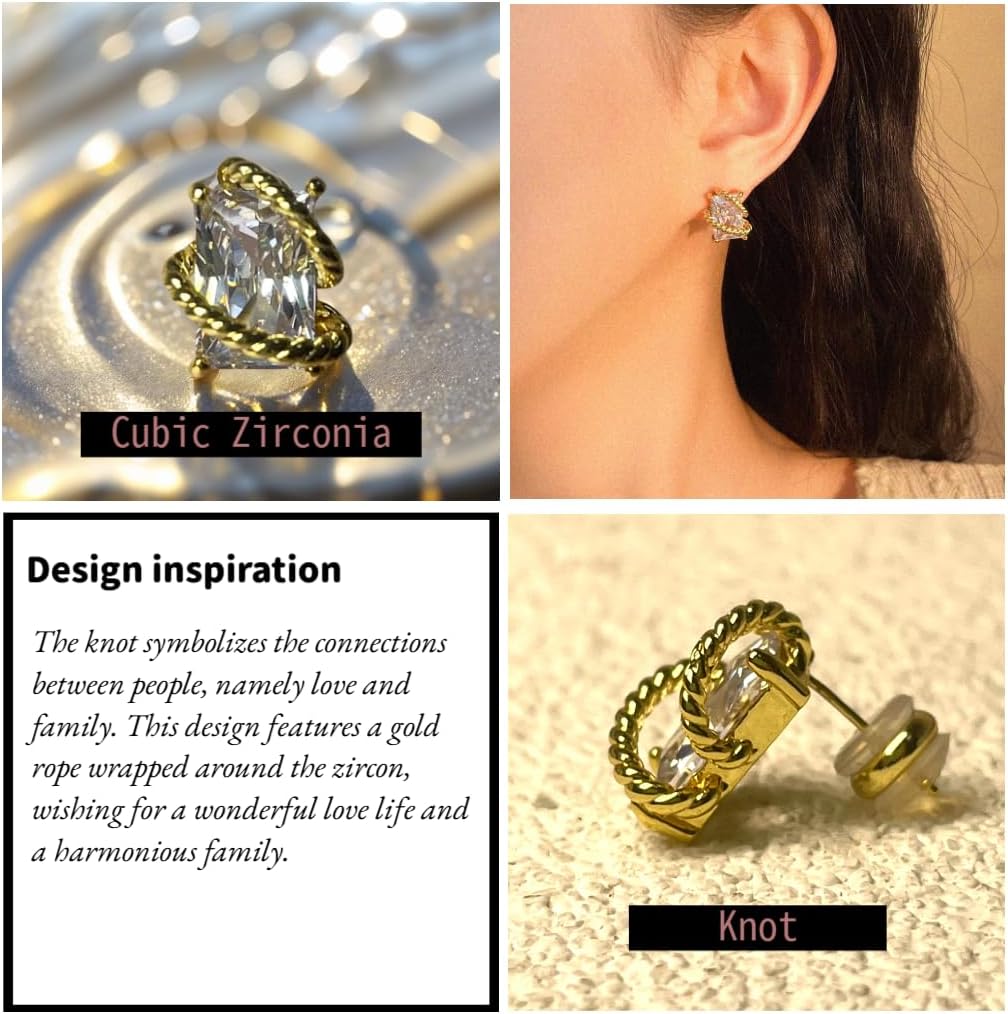 Original Design Earrings for Women | 18k Gold Plated Lightweight Studs | Hypoallergenic 925 Sterling Silver Posts - Image 3