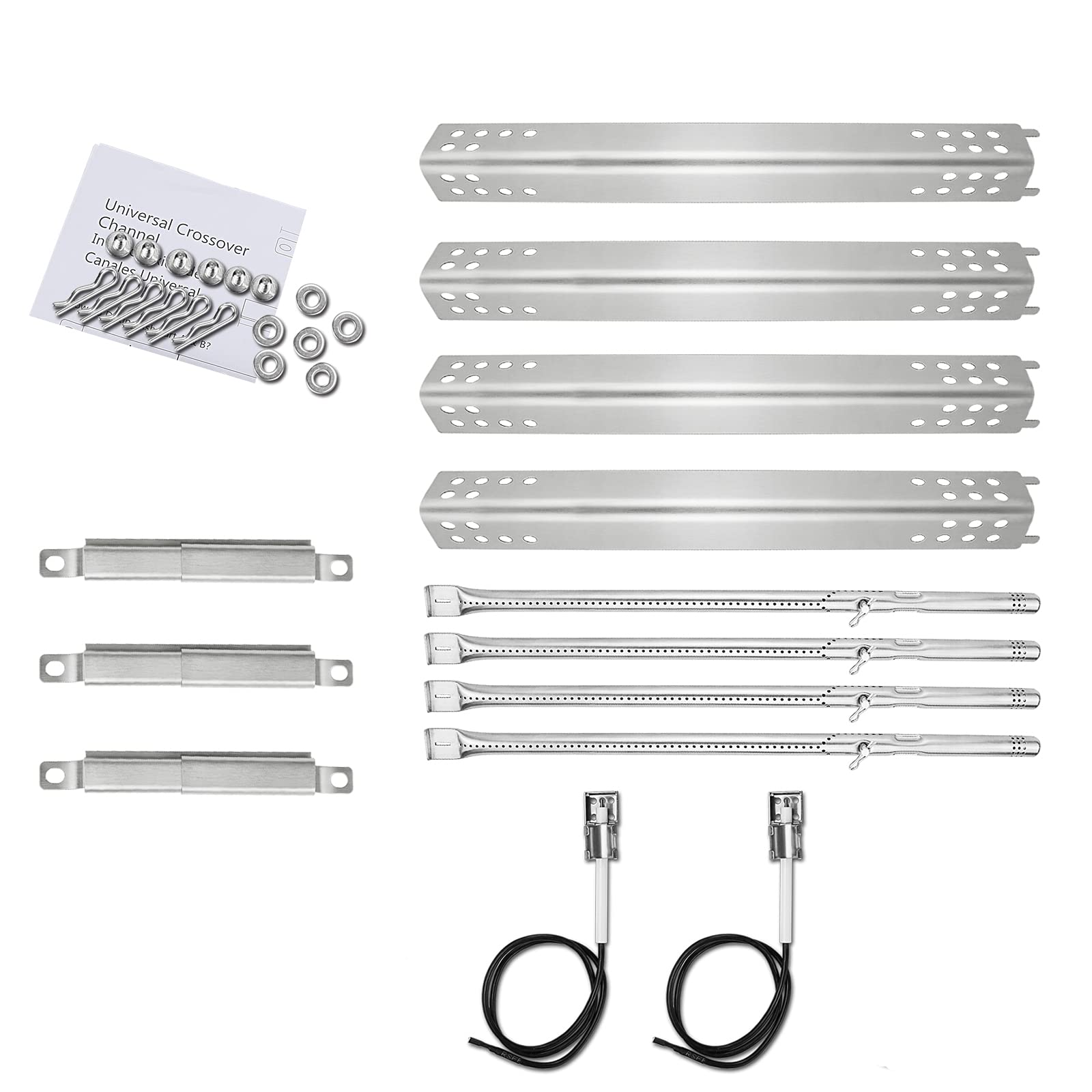 Hisencn A Series Grill Parts Kit for Charbroil Performance 475 4 Burner 463347017, 463361017, 463673017, 463376018P2, Liquid Propane, G470-0004-W1, 304 Stainless Steel Burner, Heat Plate, Crossover