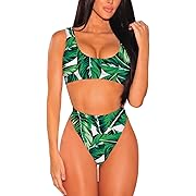 Pink Queen Women's High Waisted Bikini Scoop Neck Two Piece Swimsuit Green XL, Opens in a new tab