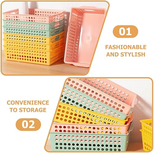 Miniatura 7 de Zerodeko Bandeja de almacenamiento de plástico con asa, organizador de despensa, cesta de cebolla, ajo, fruta, organizador de escritorio para el