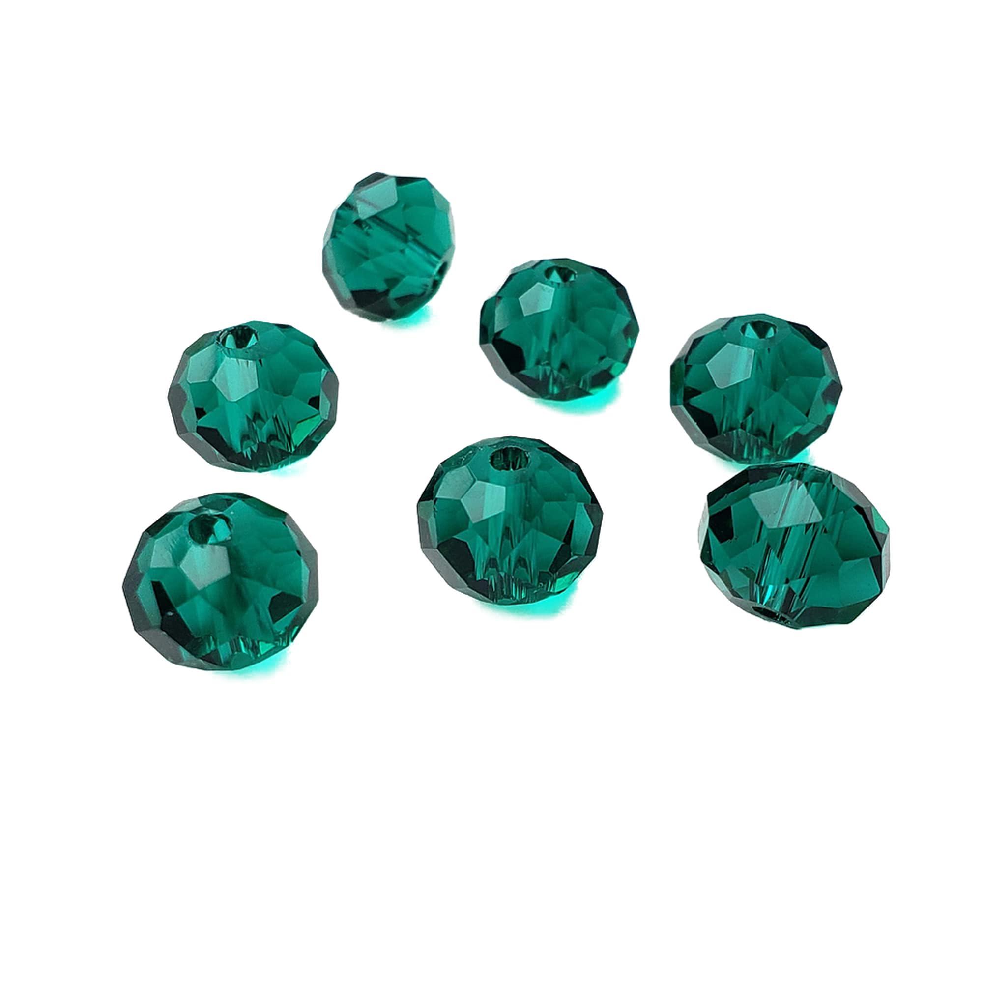 8mm Rondelle Emerald Green Glass Beads for Jewelry Making, 300pcs Faceted Briolette Crytal Spacer Beads for Bracelet Necklace Earring