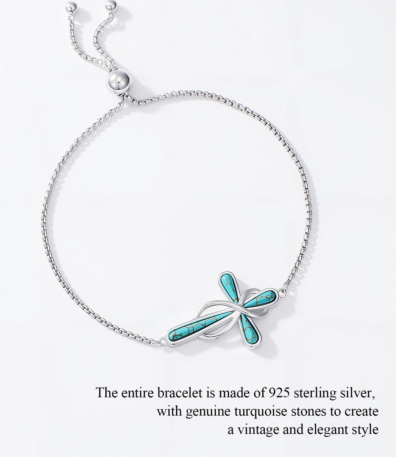 Braccialetto da donna in vero argento Sterling 925 con ciondolo a forma di croce turchese, regolabile, verde con gemma naturale, per moglie e mamma