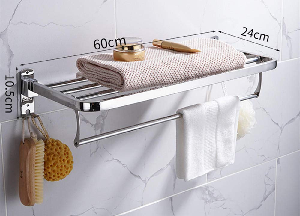 Portasciugamani multistrato con ganci – Mensola da bagno in acciaio inox da parete per bagno, hotel, cucina