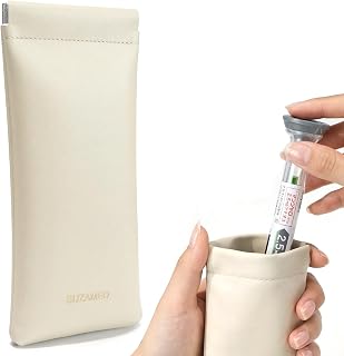 suzamed Clip Pocket Insulin Cooler Travel Case TSA Approved, Champagne | Insulated Organizer fit 2 Insulin Pens or Zepbound & Mounjaro Injector Pens, Portable Carry Bag with Quickly Open & Close