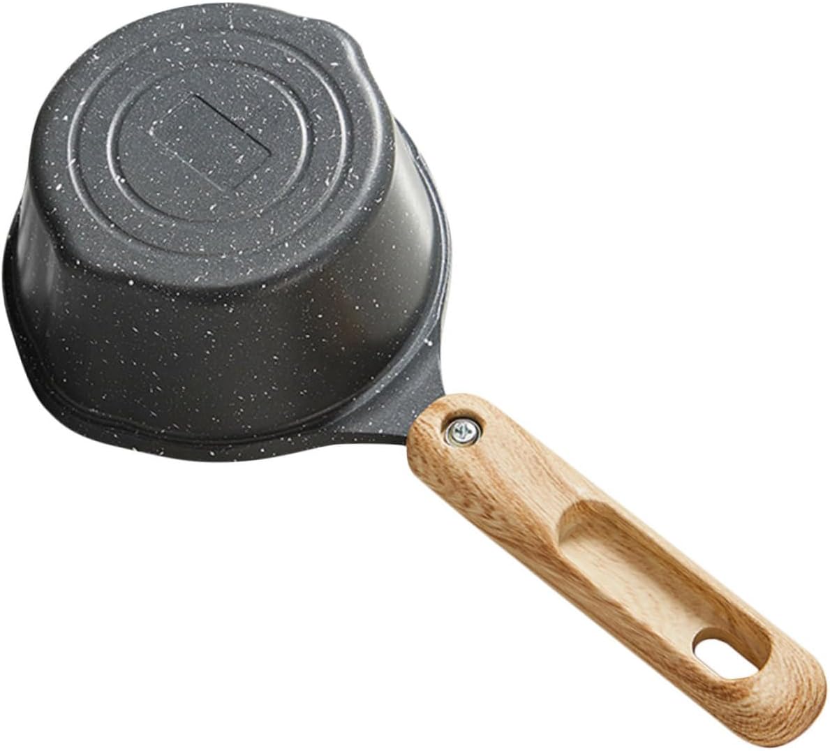 Black 250ml Saucepan with Wooden Handle, Aluminum Alloy, Heat Resistant