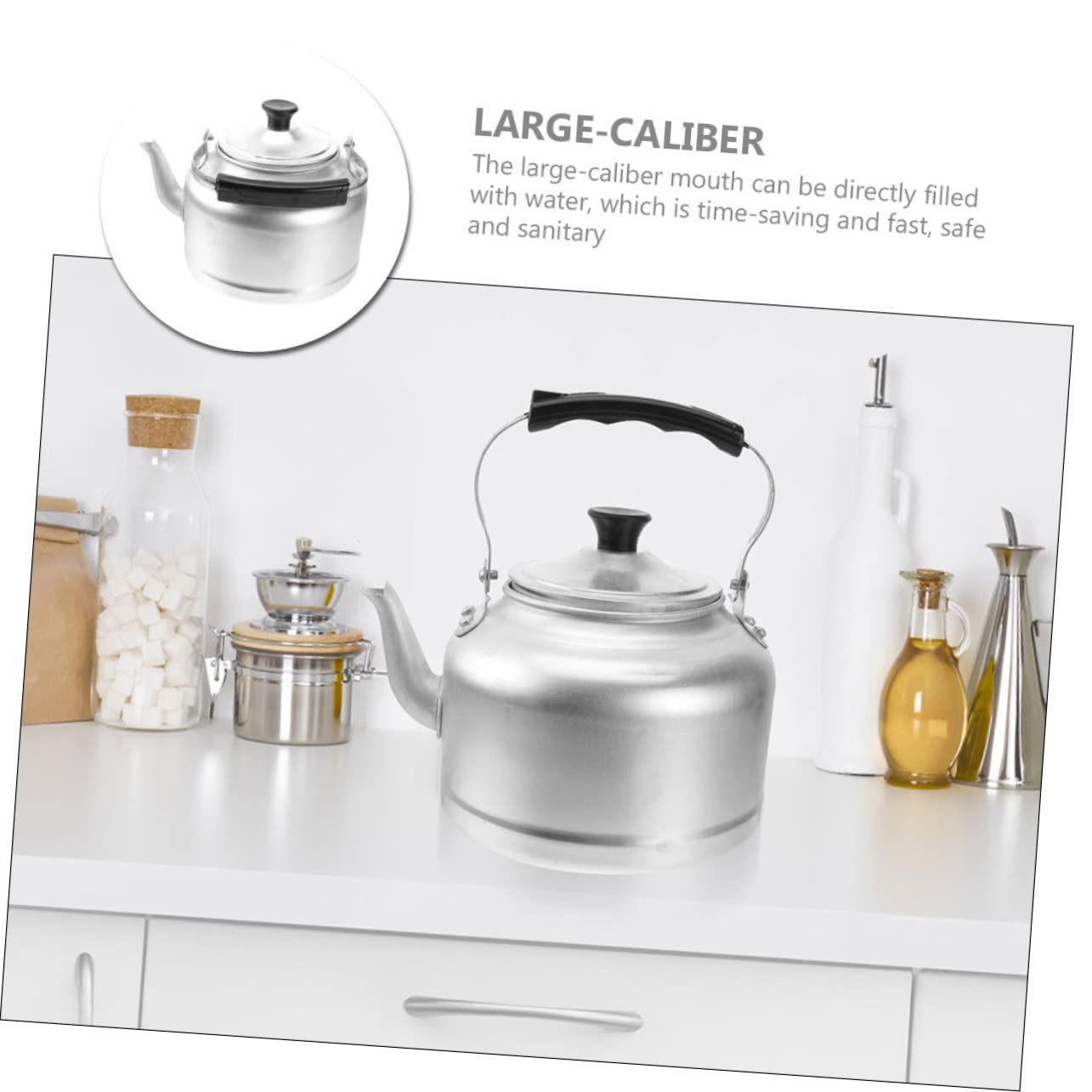 Hervidor de Agua de Aluminio 2l Plata, Tetera Clásica para Cocina