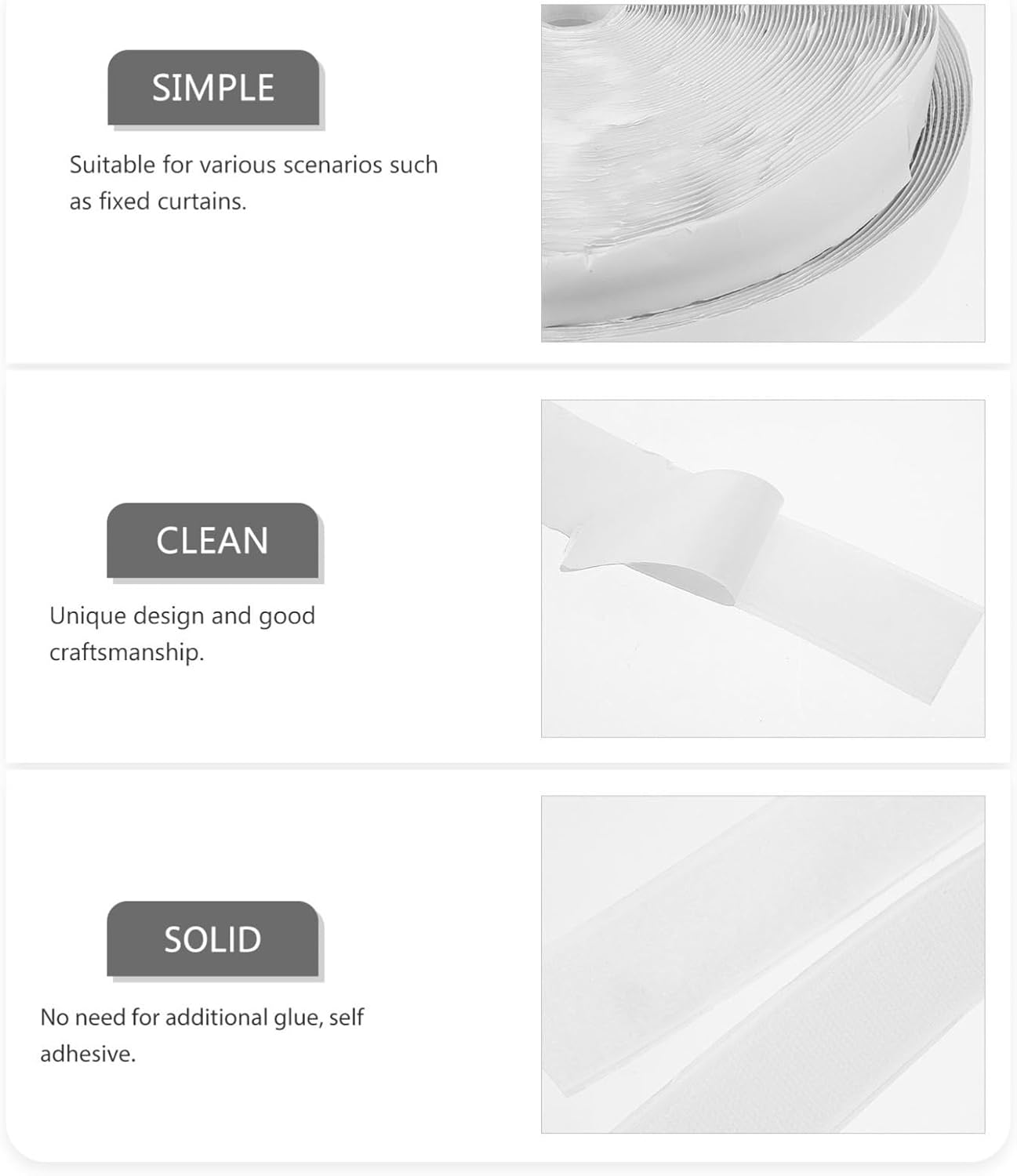 Luxshiny Double-Sided Hook and Loop Tape 25m Tape for Carpet Window Car Mat Self-Adhesive Strips Strong Fixing Adhesive for Home and Car