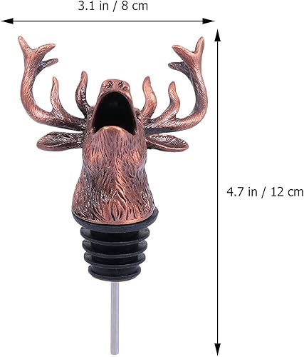 Miniatura 2 de Boquilla vertedora de vino con cabeza de ciervo, tapón de botella de vino de alce vintage para accesorios de bar, regalos de cumpleaños y boda de