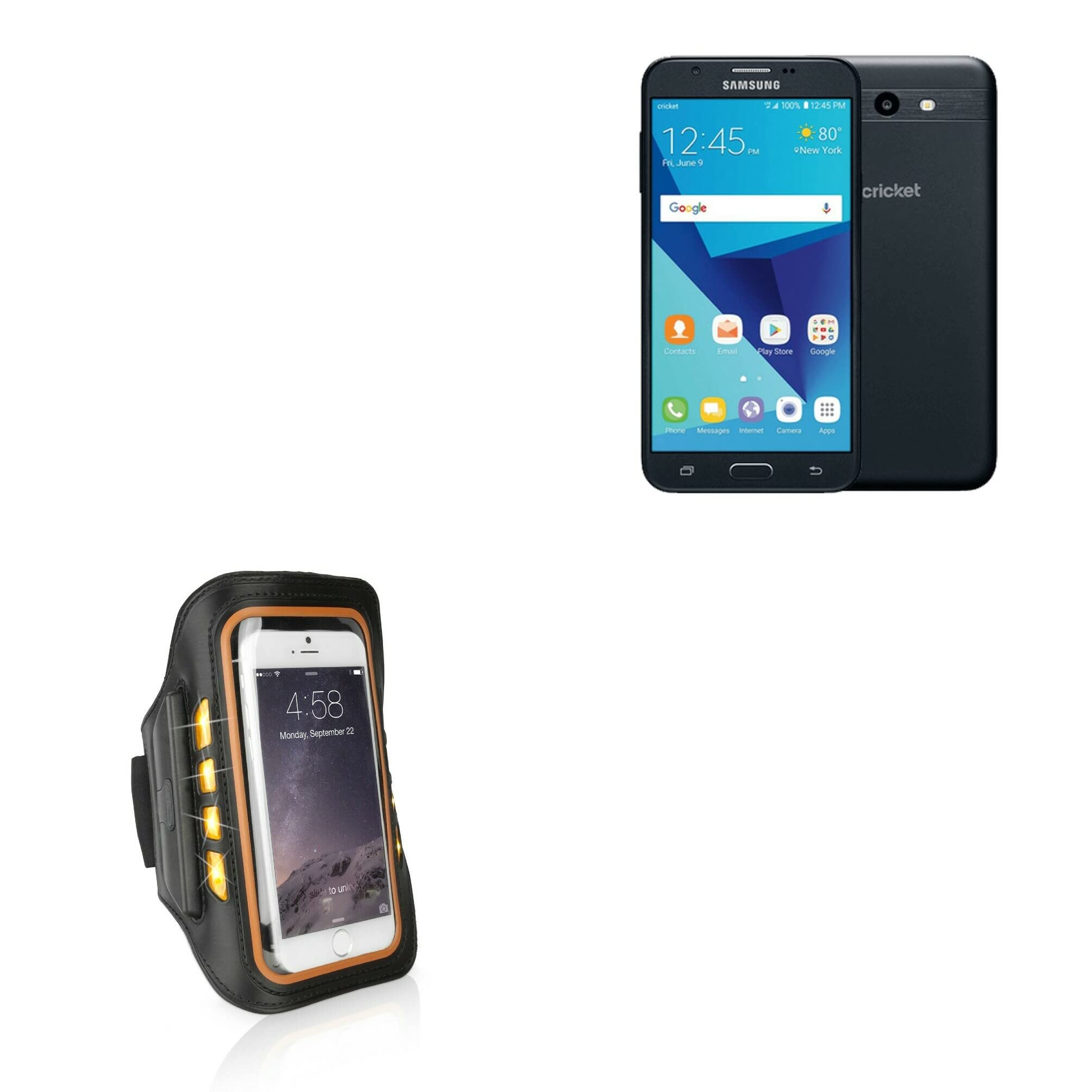 BoxWave Case for Samsung Galaxy Halo (Case JogBrite Sports Armband, High Visibility Safety Light LED Runners Armband for Samsung Galaxy Halo - Bold Orange