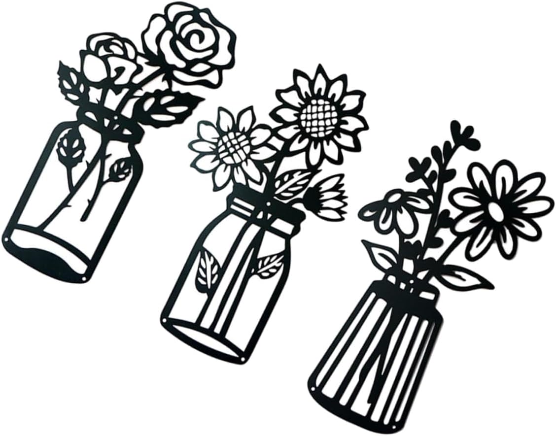 RORPOIR Pack of 3 Silhouette Vase Wall Decoration Wall Hanging Decor