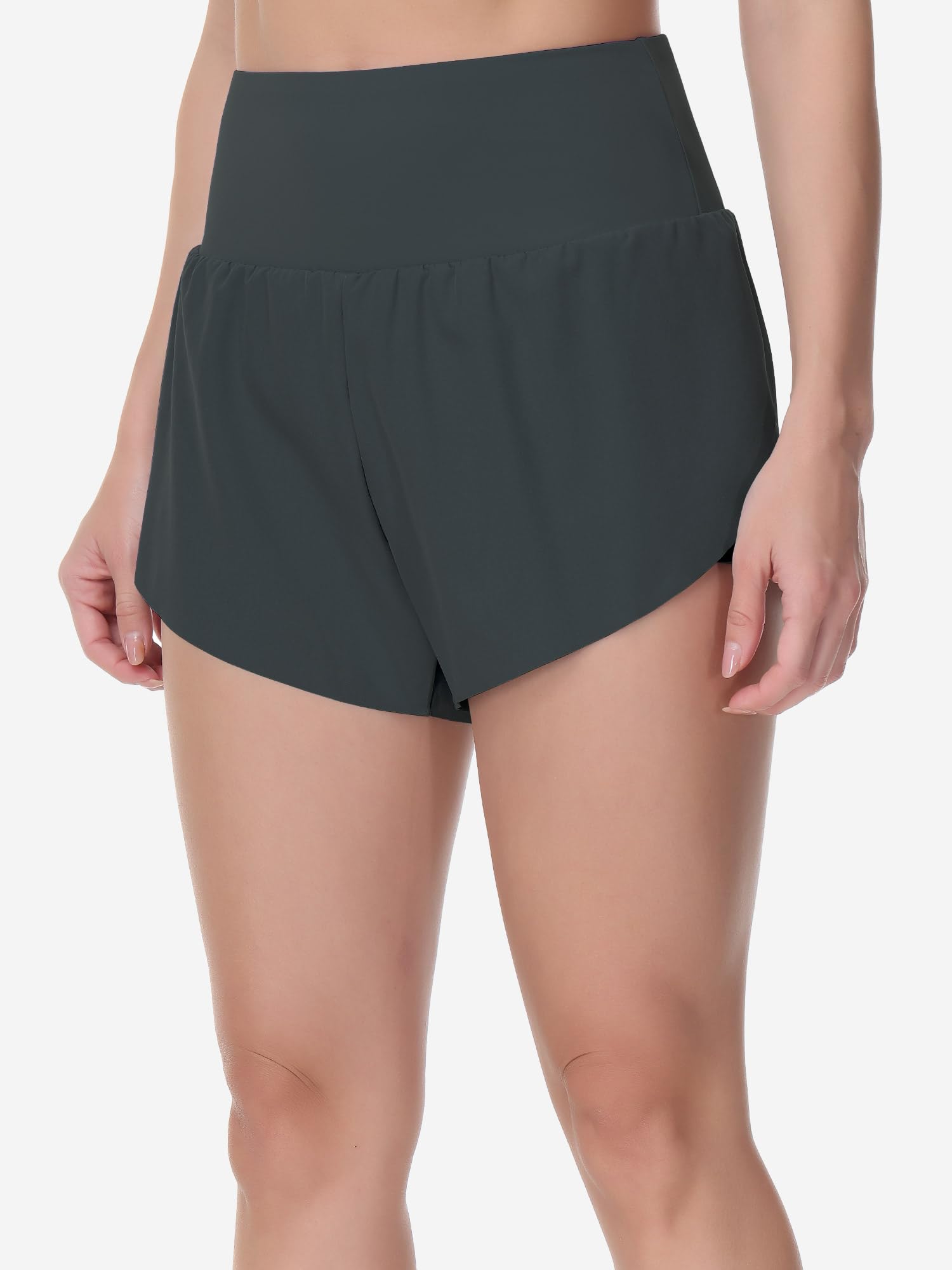 Women's High Waisted Athletic Shorts with Zipper Pockets Quick Dry Mesh Liner Workout Shorts for Running Walking