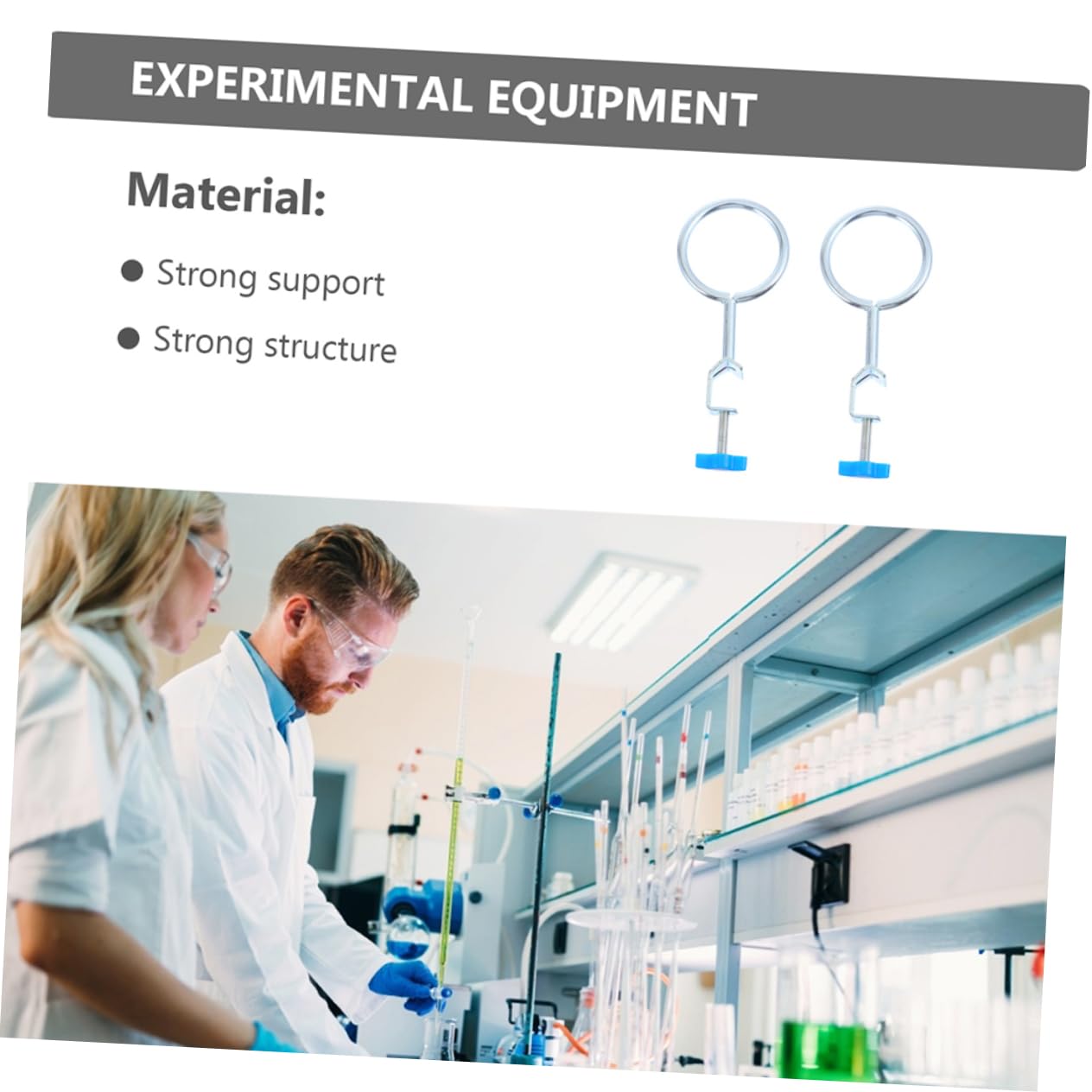 Lab Ring Clamp Set 3pcs Sturdy Ring Holders for Flask High-Temperature Resistant Iron Material Random Color