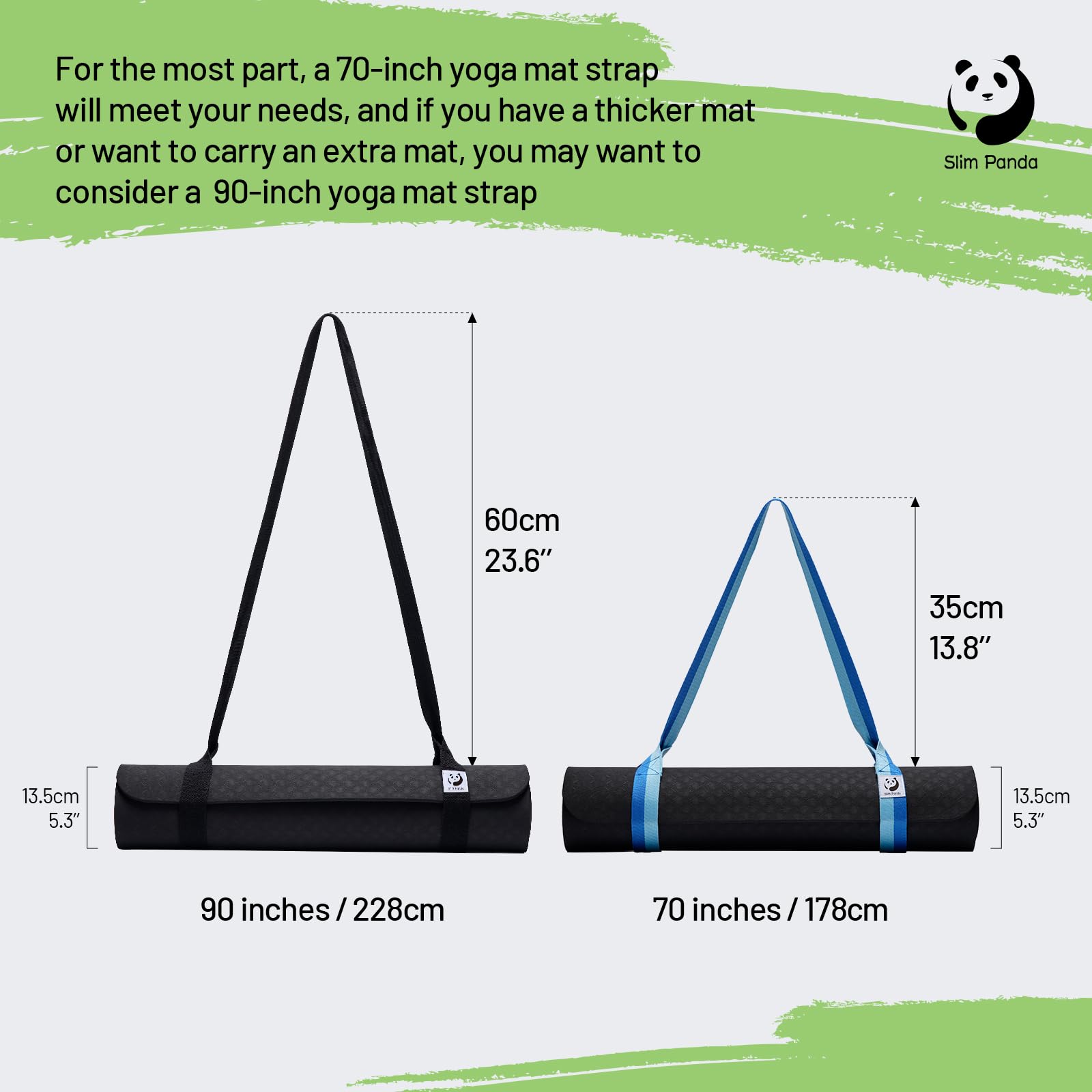 Slim Panda Cinghia Tappetino Yoga in 100% Cotone, Cinghia Stretching Gambe, Porta tappetino yoga regolabile(Tappetino Yoga Non Incluso)