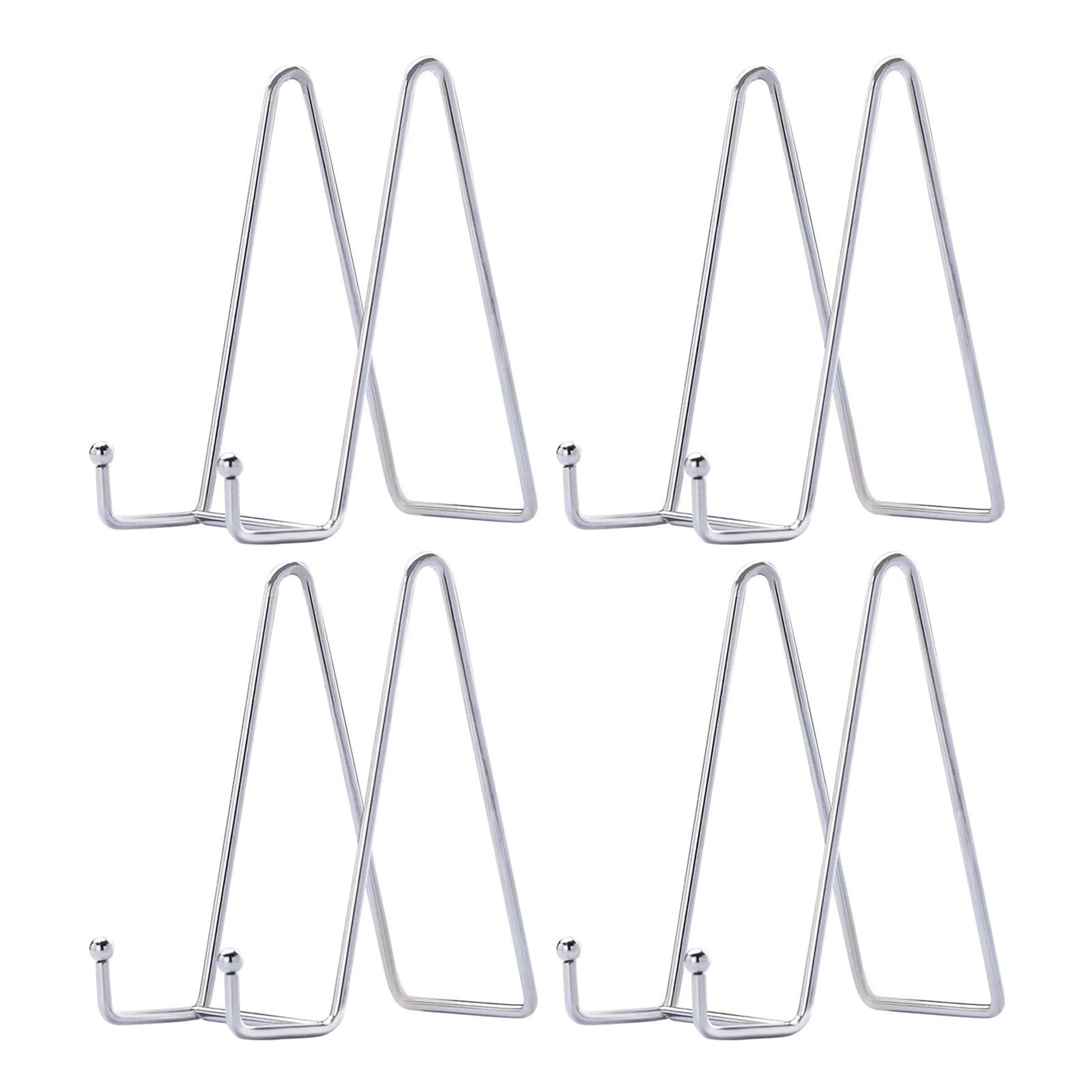 Plate Stands for Display - 6 Inch Metal Easels 4 Pack - Sturdy Tabletop Holders for Decorative Plates, Picture Frames, Books, Tablets, Vinyl Records & More - Silver