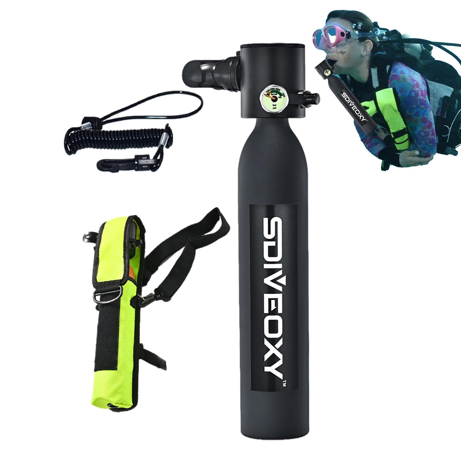 Mini Scuba Diving Tank Equipment - Bouteille de plongée - Avec sac de rangement - 0,5 l - 3000 Psi