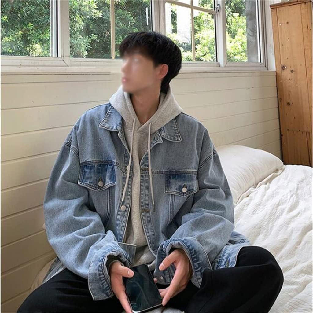 Washed Denim Jacket Male Fall Korean Version Loose Size Cargo Port Wind Top Clothes